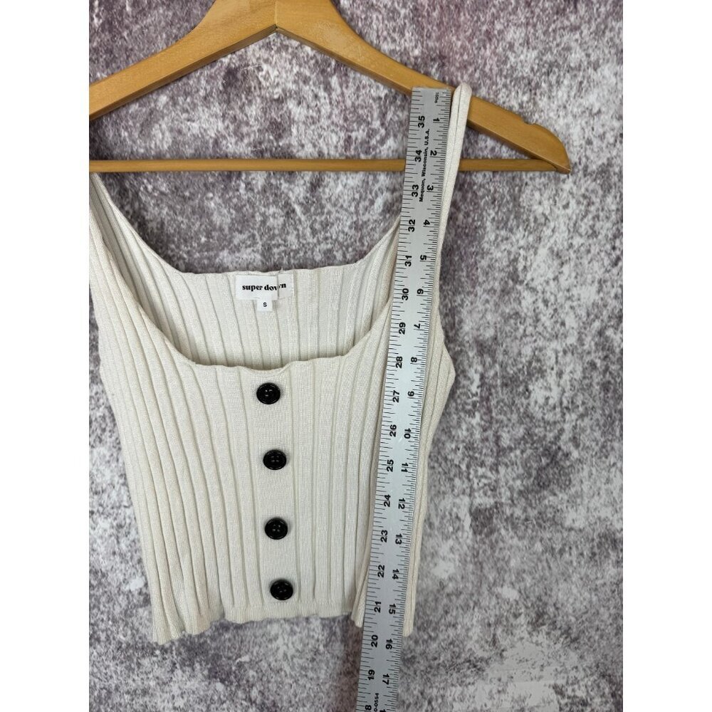 Superdown Sweater Tank Womens S Ribbed Viscose Top Button Boho Mod Sexy Crop - Picture 5 of 8